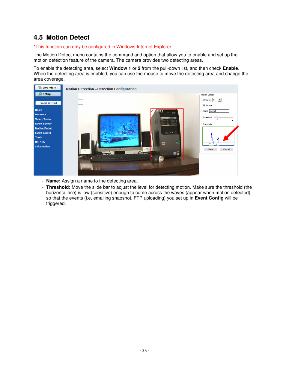 5 motion detect | Airlink101 AIC1620W User Manual | Page 36 / 76