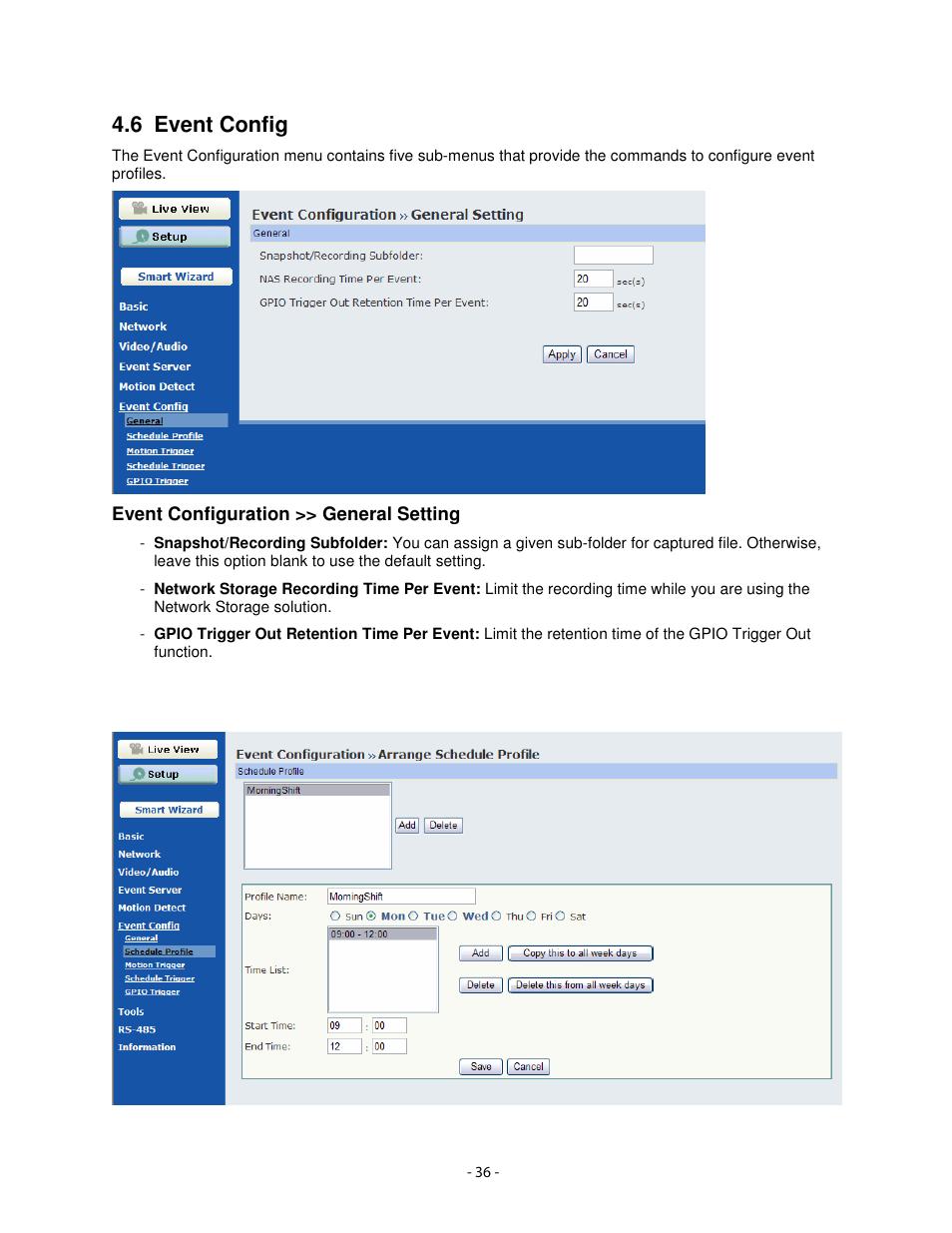 6 event config | Airlink101 AIC1620W User Manual | Page 37 / 76