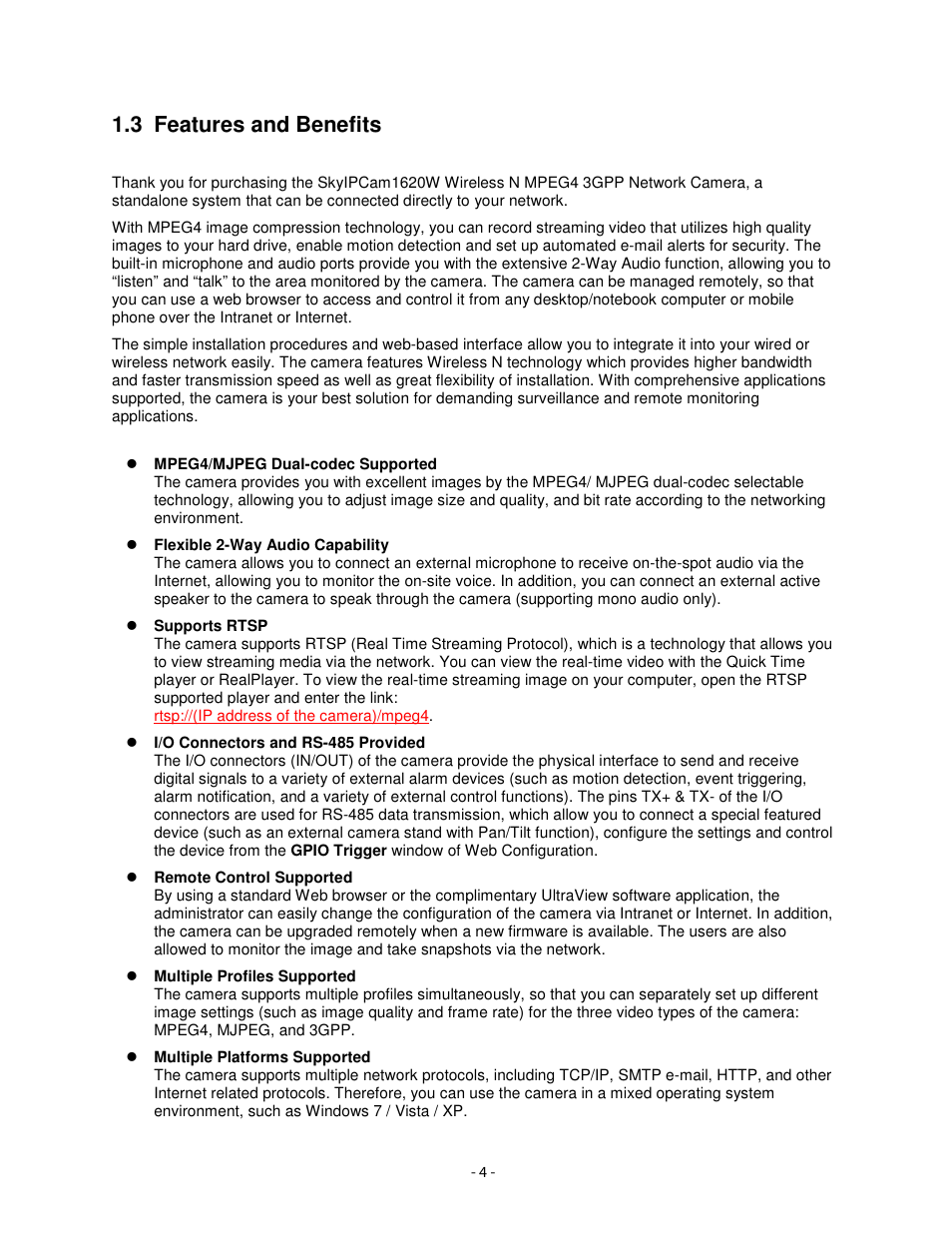 3 features and benefits | Airlink101 AIC1620W User Manual | Page 5 / 76