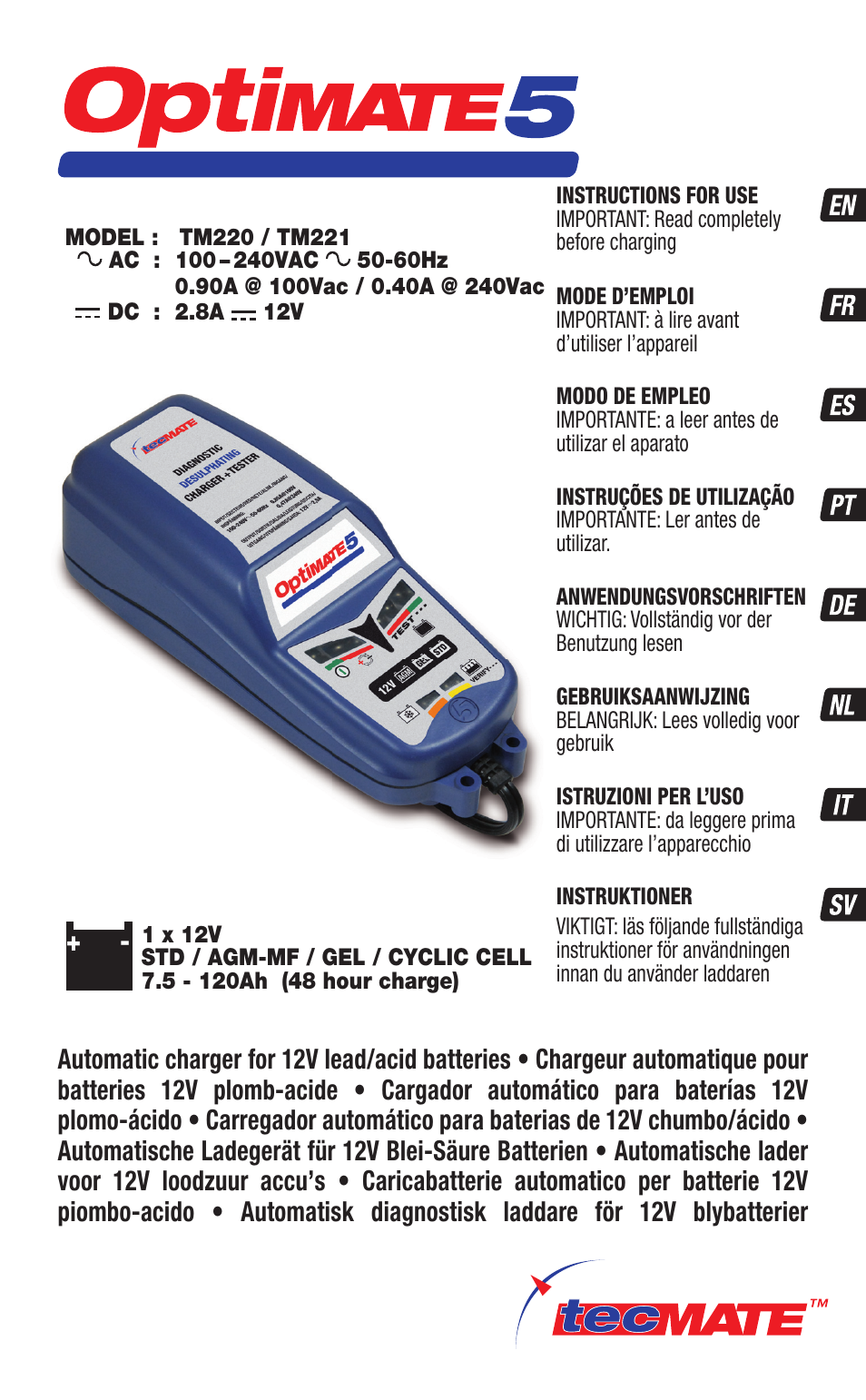TecMate Optimate5 User Manual | 32 pages
