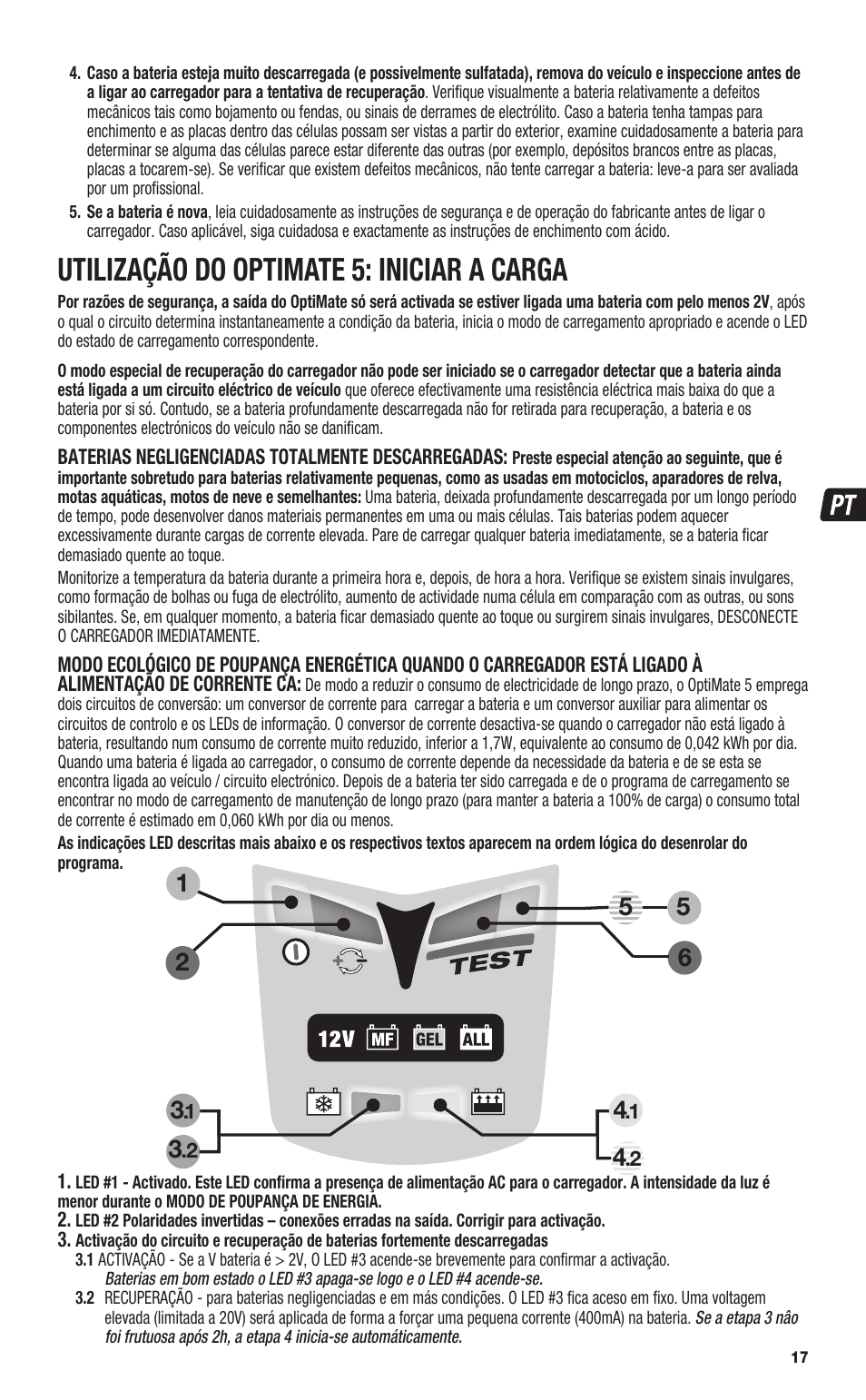 Utilização do optimate 5: iniciar a carga | TecMate Optimate5 User Manual | Page 17 / 32