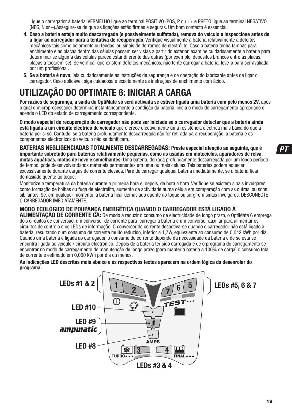 Utilização do optimate 6: iniciar a carga | TecMate Optimate6 User Manual | Page 19 / 44