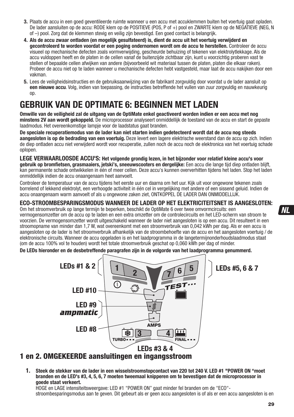 Gebruik van de optimate 6: beginnen met laden | TecMate Optimate6 User Manual | Page 29 / 44