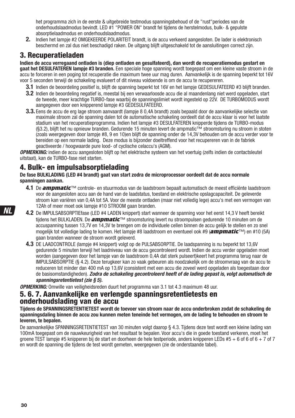 Recuperatieladen, Bulk- en impulsabsorptielading | TecMate Optimate6 User Manual | Page 30 / 44