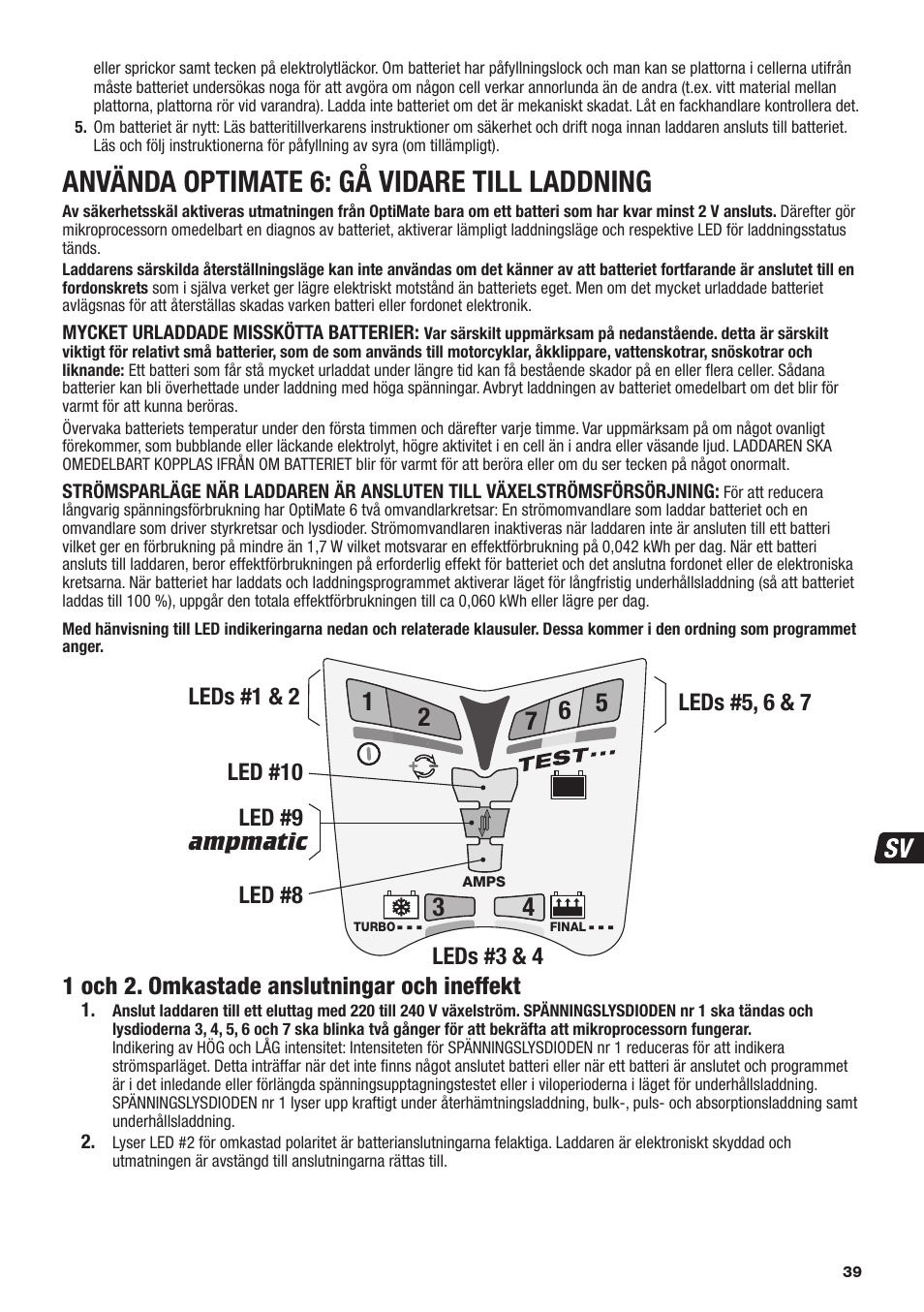 Använda optimate 6: gå vidare till laddning | TecMate Optimate6 User Manual | Page 39 / 44