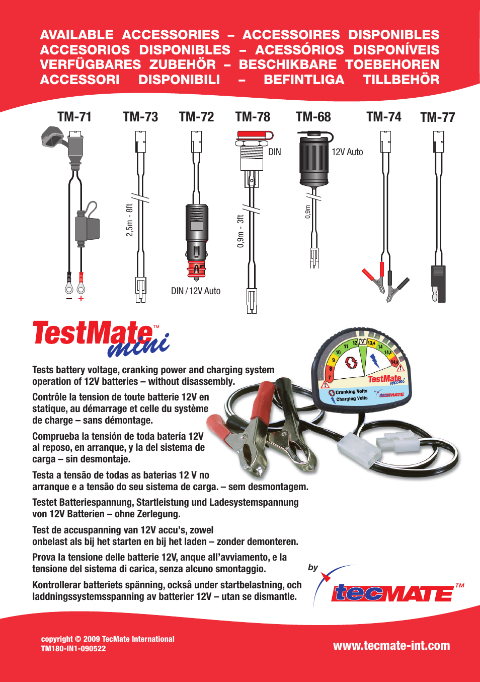 Tm-71 tm-72, Tm-78 tm-68 | TecMate Optimate6 User Manual | Page 44 / 44