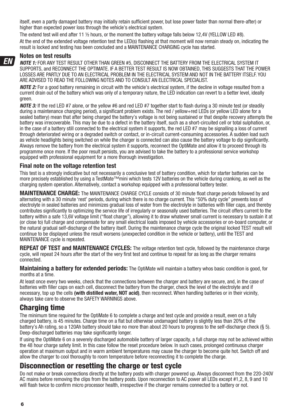 Charging time | TecMate Optimate6 User Manual | Page 6 / 44