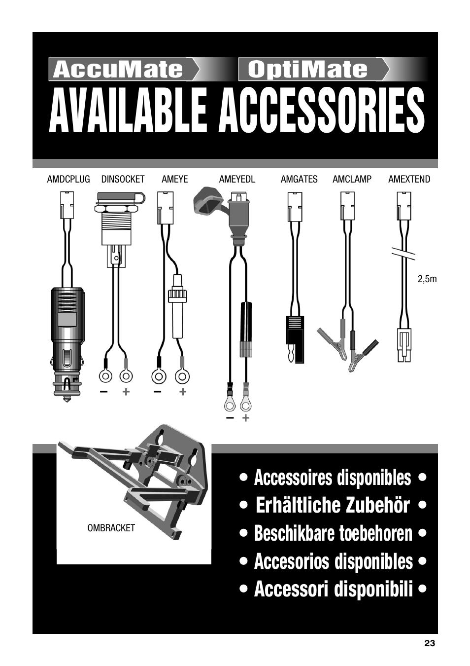 Available accessories, Accumate optimate | TecMate Accumate 6/12 User Manual | Page 23 / 24