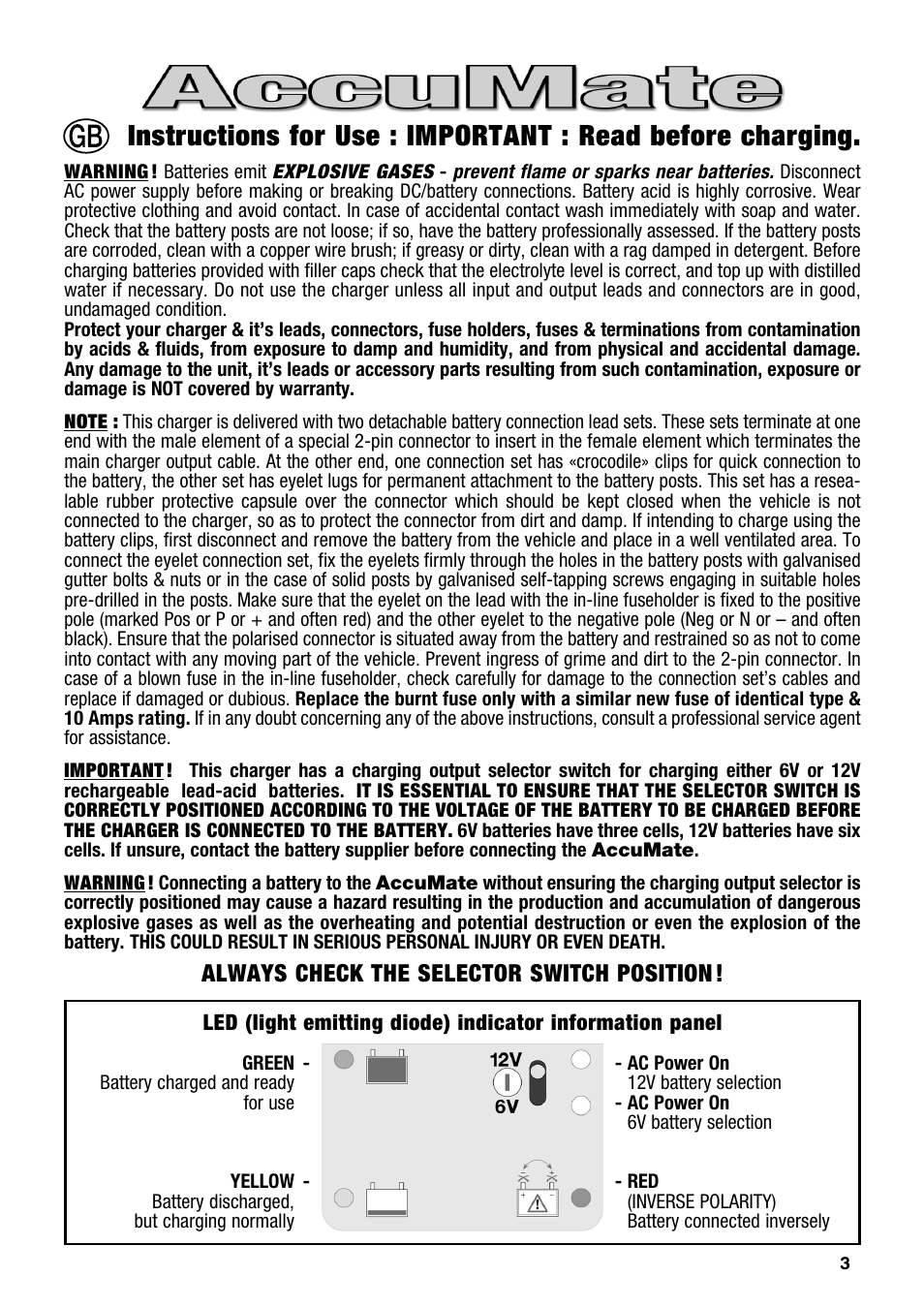 TecMate Accumate 6/12 User Manual | Page 3 / 24