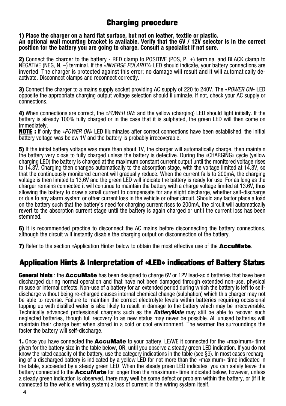 Charging procedure | TecMate Accumate 6/12 User Manual | Page 4 / 24