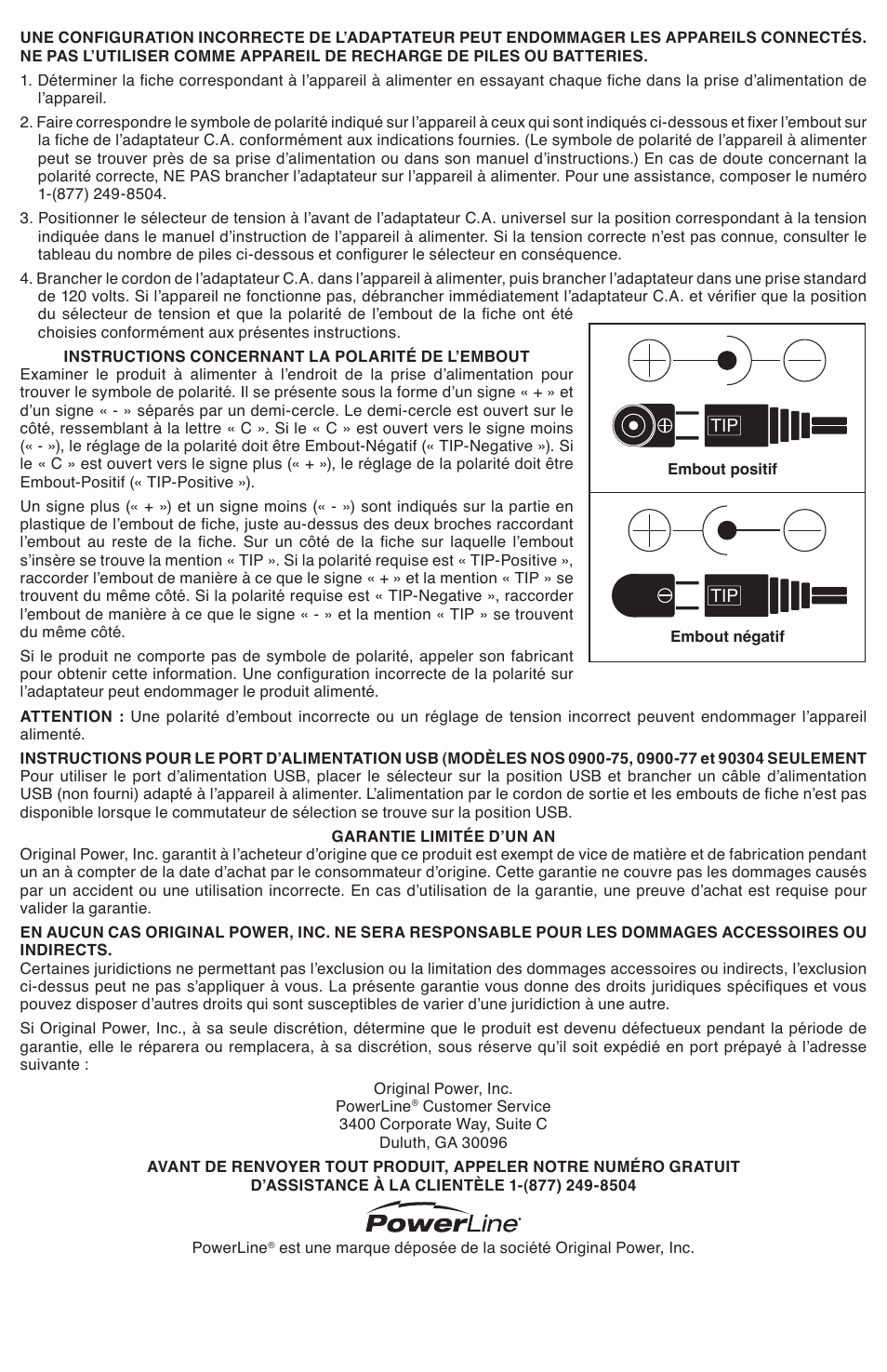 Powerline 1300 ma Universal Adapter User Manual | Page 4 / 4
