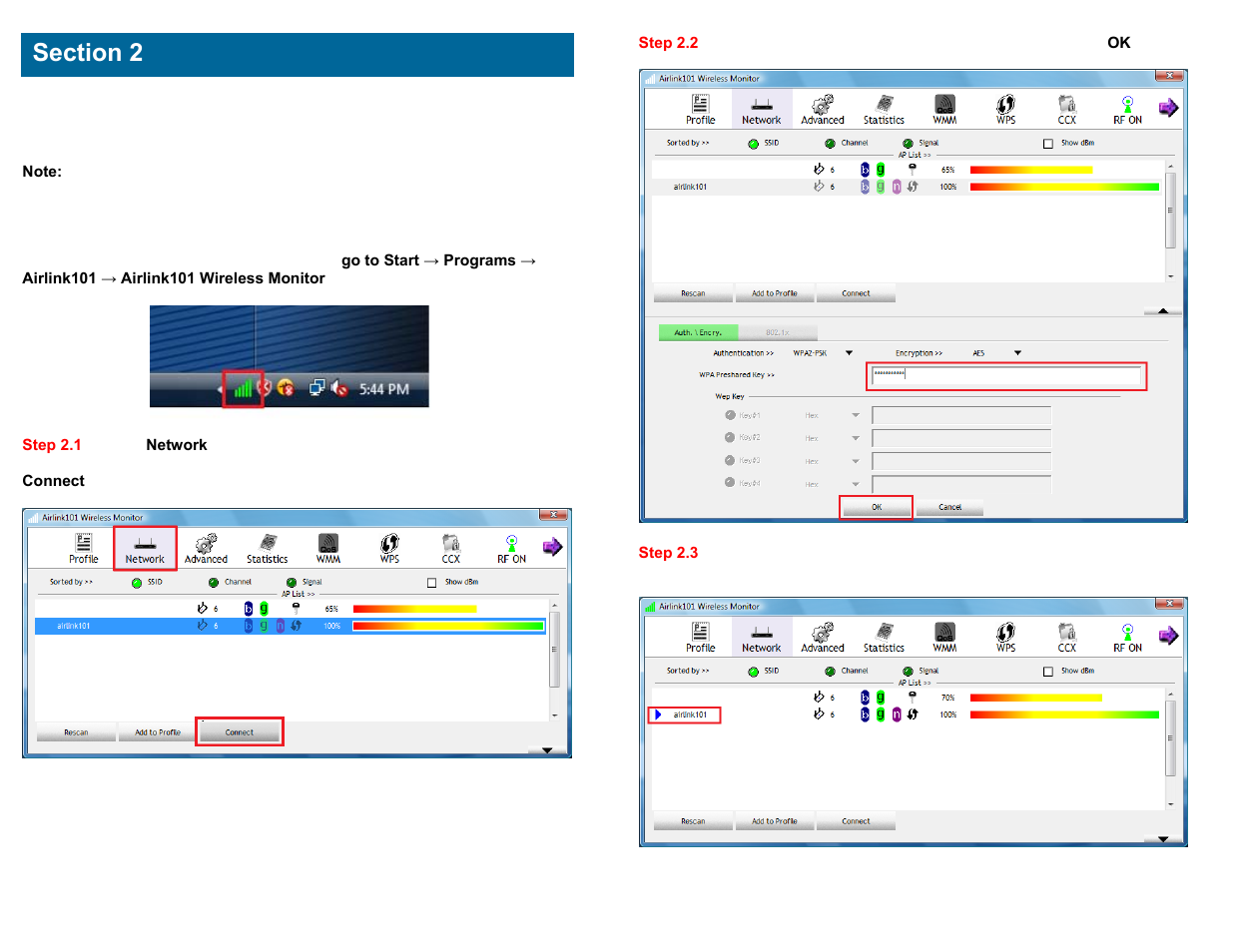 Connect to the wireless network | Airlink101 AWLH5075 User Manual | Page 4 / 5