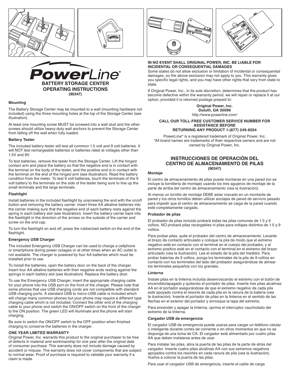 Powerline Battery Storage Center User Manual | 2 pages