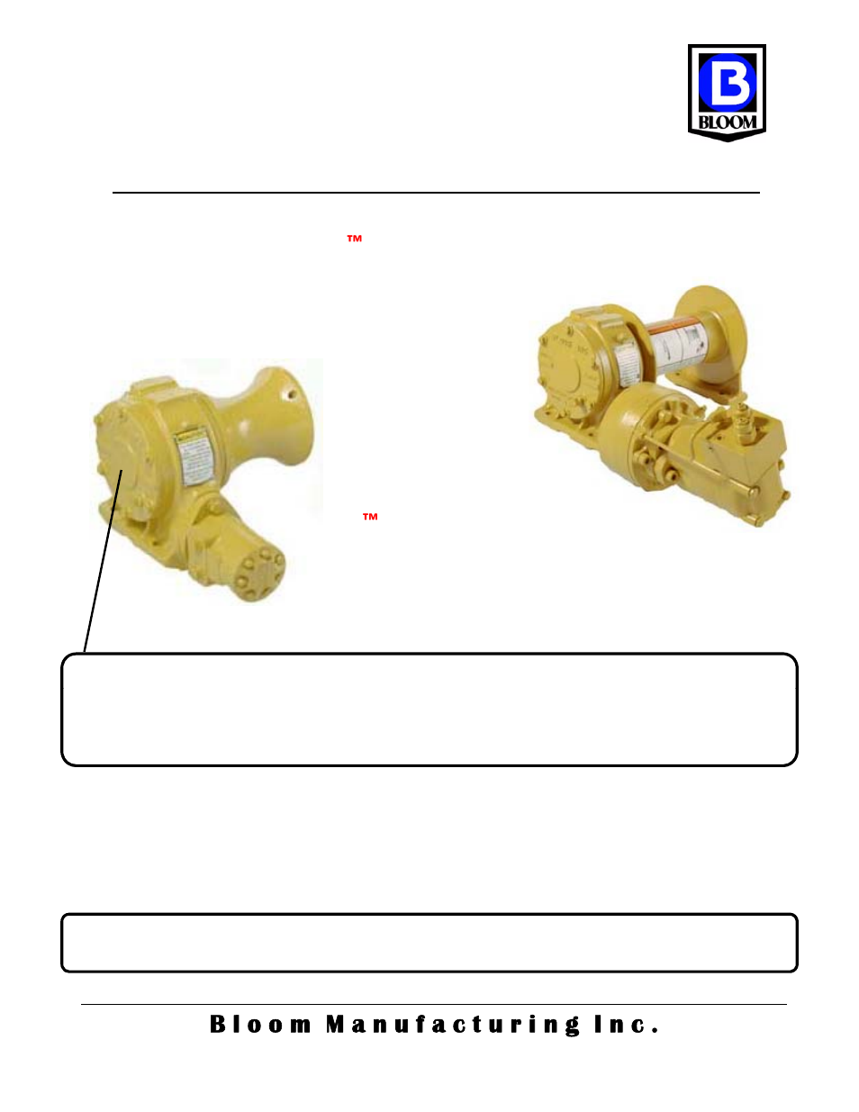 Bloom Manufacturing 1600 Series User Manual | 8 pages