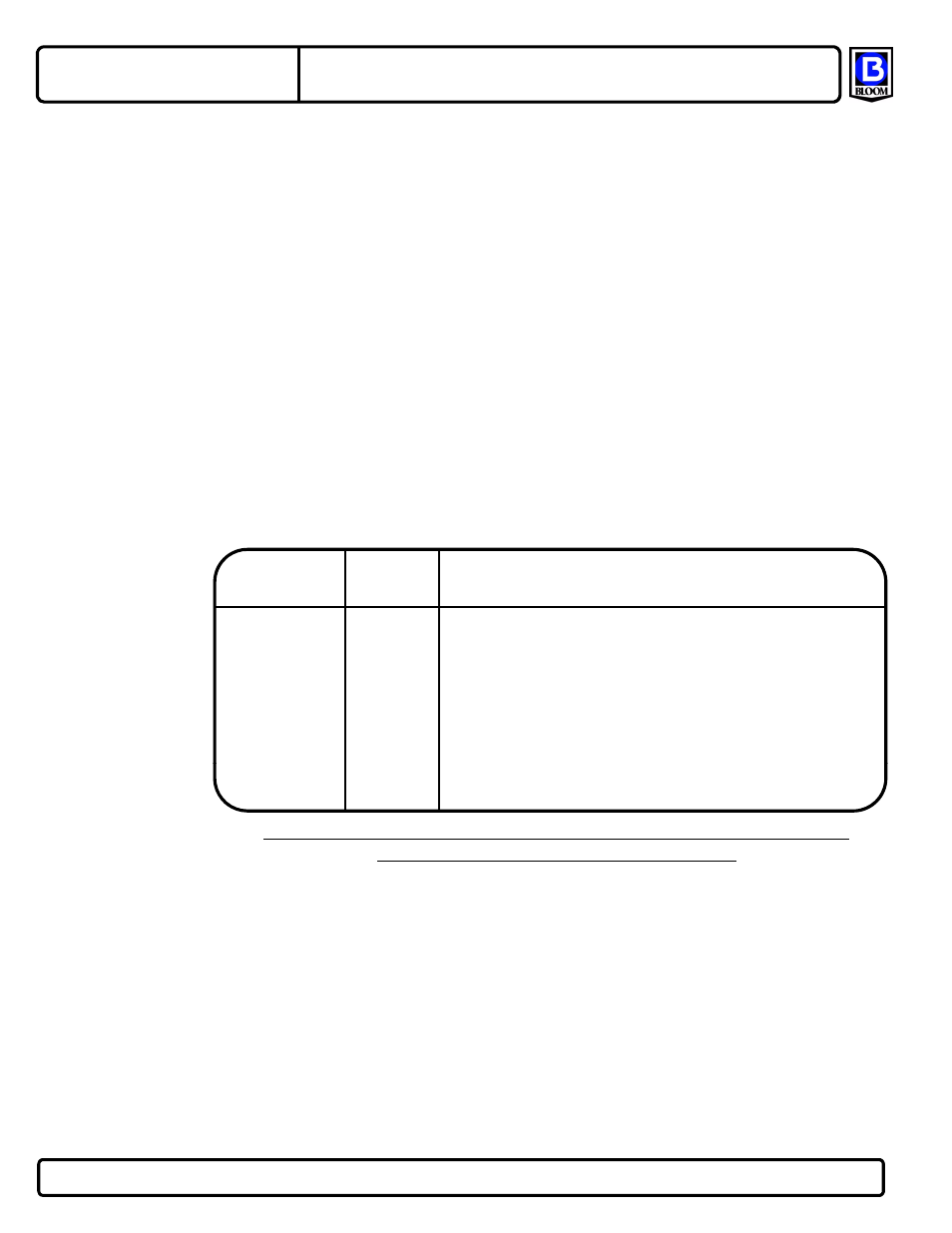 Drum capacity, Feet) | Bloom Manufacturing 1600 Series User Manual | Page 7 / 8