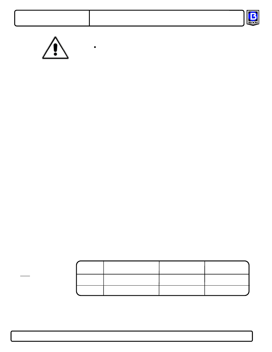 Oil capacity chart | Bloom Manufacturing 1200HC Series User Manual | Page 5 / 8
