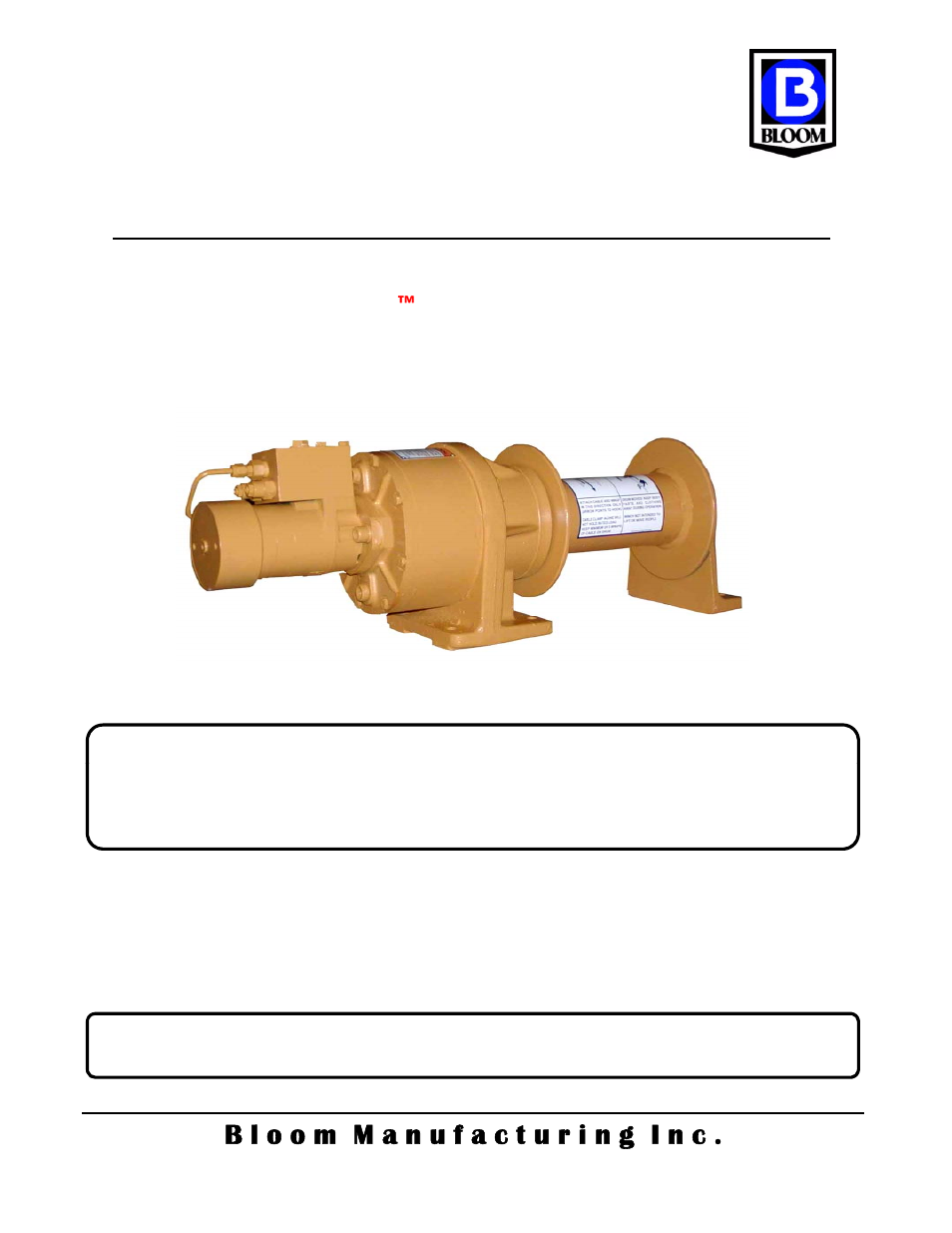 Bloom Manufacturing 2000WC Series User Manual | 8 pages
