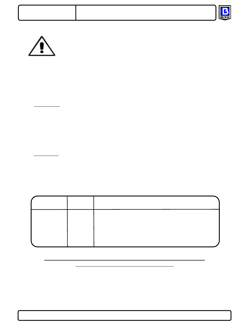 Drum capacity (feet) | Bloom Manufacturing 2300KC Series User Manual | Page 7 / 8