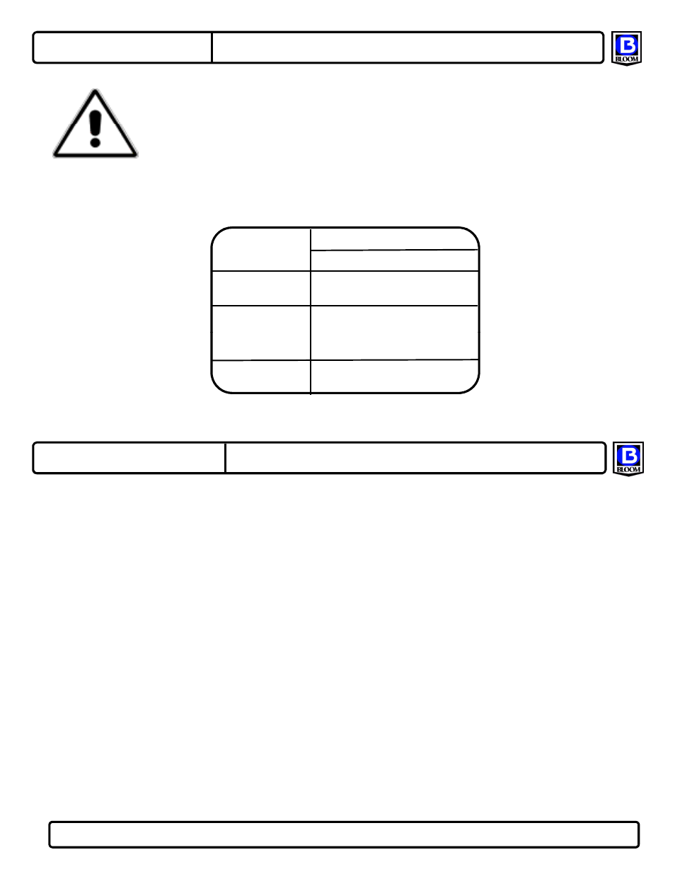 Caution | Bloom Manufacturing 2200 Series User Manual | Page 6 / 6