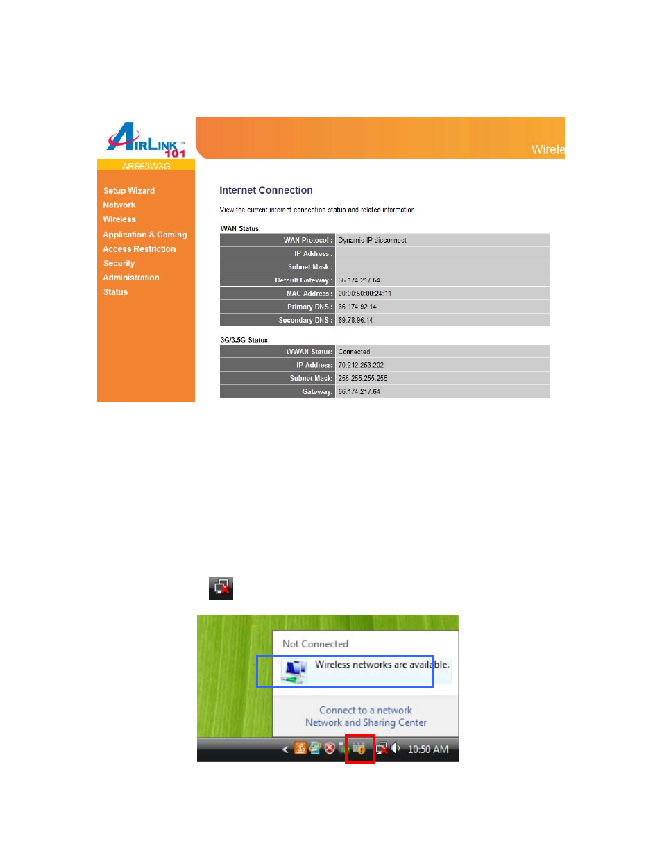 3 connecting to the router wirelessly | Airlink101 AR660W3G User Manual | Page 22 / 76