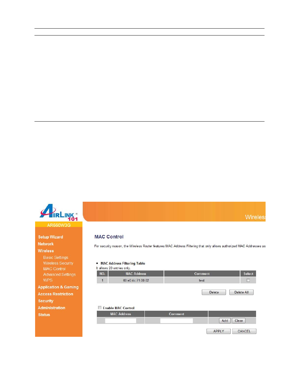 3 mac control | Airlink101 AR660W3G User Manual | Page 40 / 76