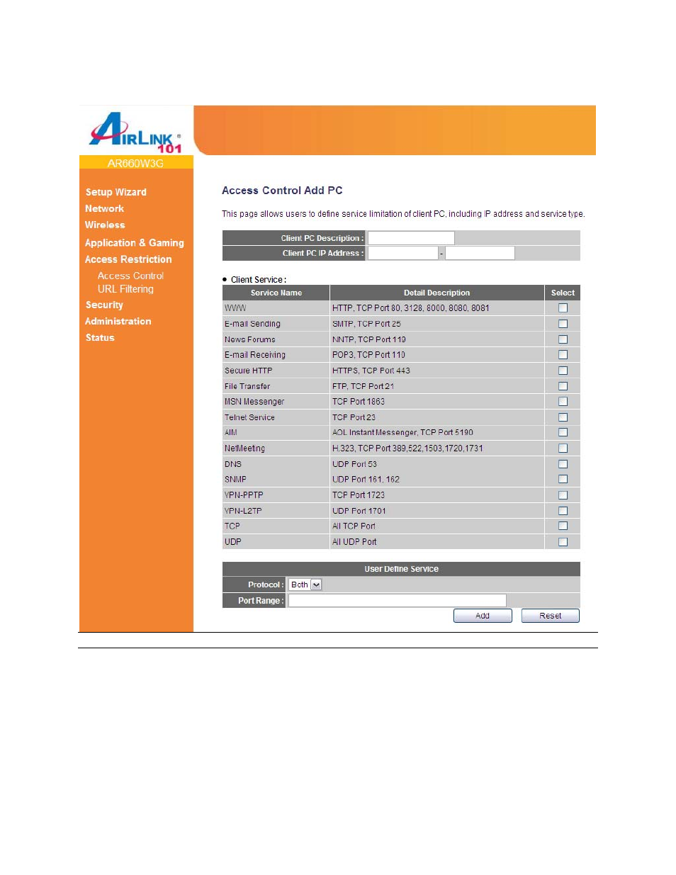 Airlink101 AR660W3G User Manual | Page 60 / 76