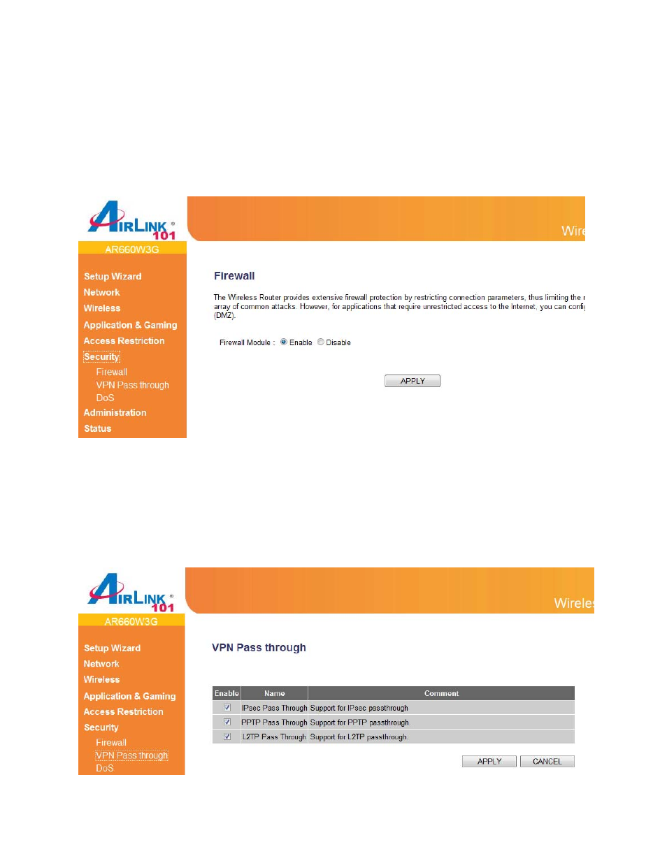 5 security | Airlink101 AR660W3G User Manual | Page 63 / 76