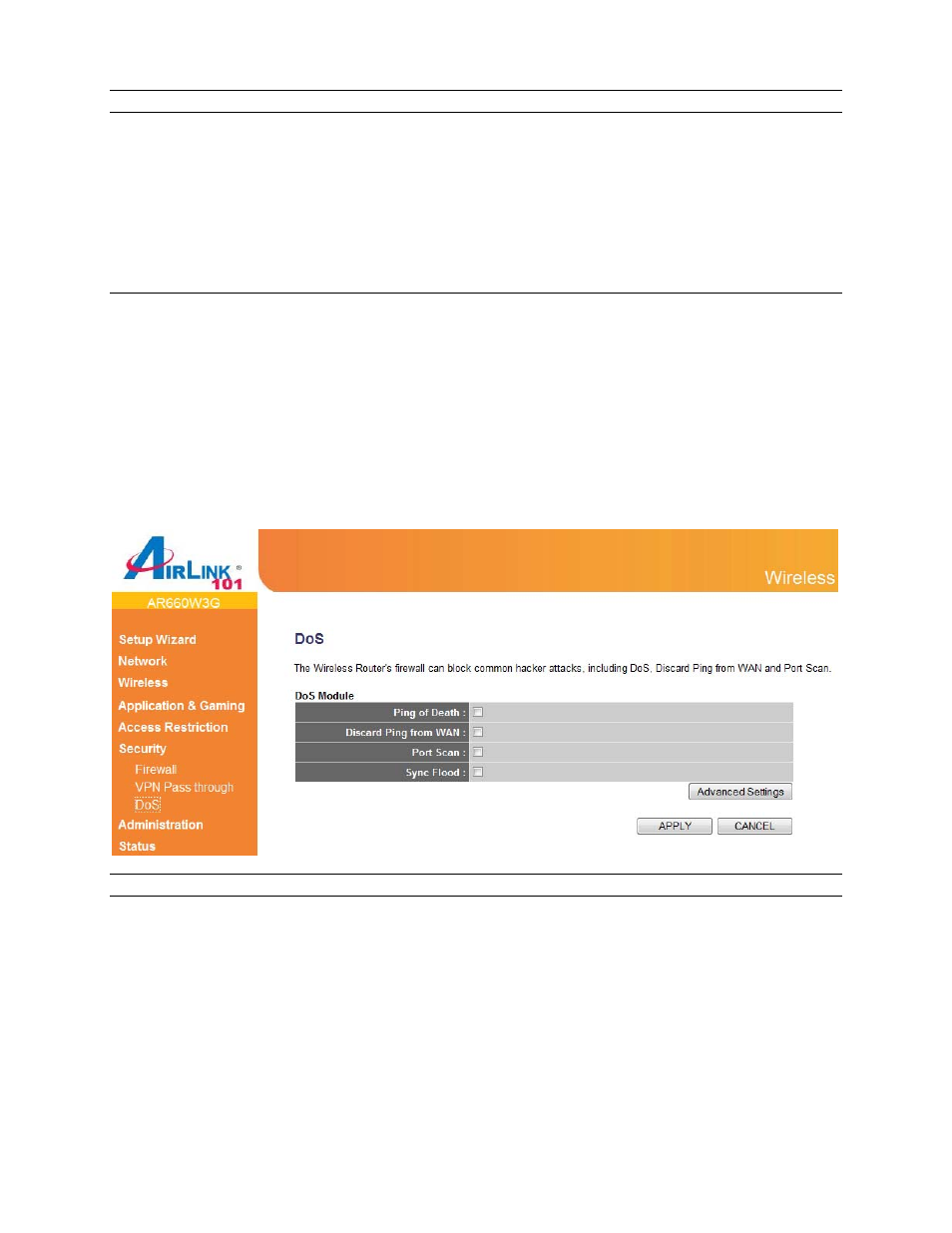 3 dos (denial-of-service) | Airlink101 AR660W3G User Manual | Page 64 / 76