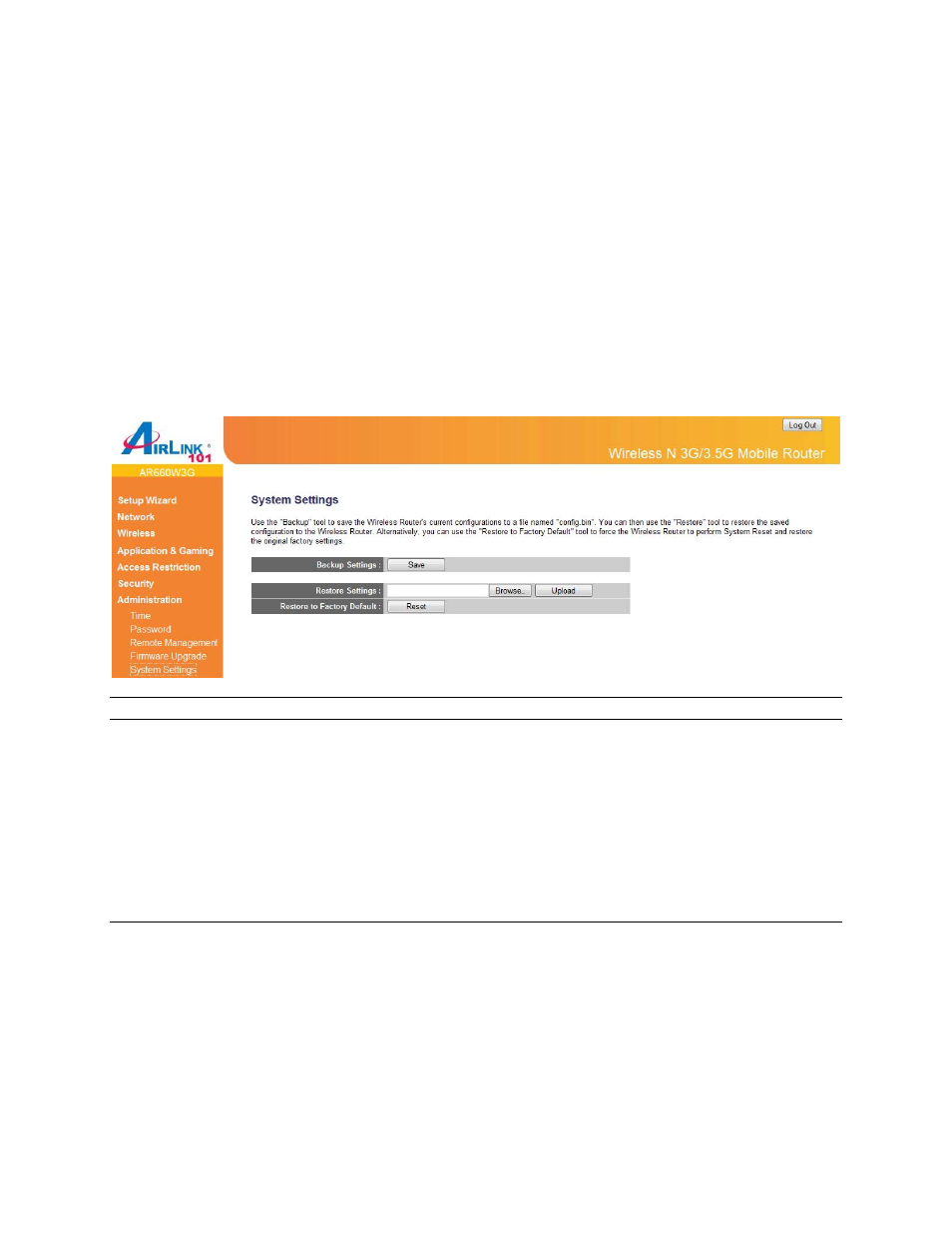 5 system settings, 6 reboot | Airlink101 AR660W3G User Manual | Page 69 / 76