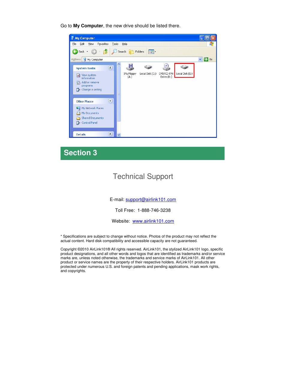 Technical support | Airlink101 AEN-U35SAB User Manual | Page 9 / 9