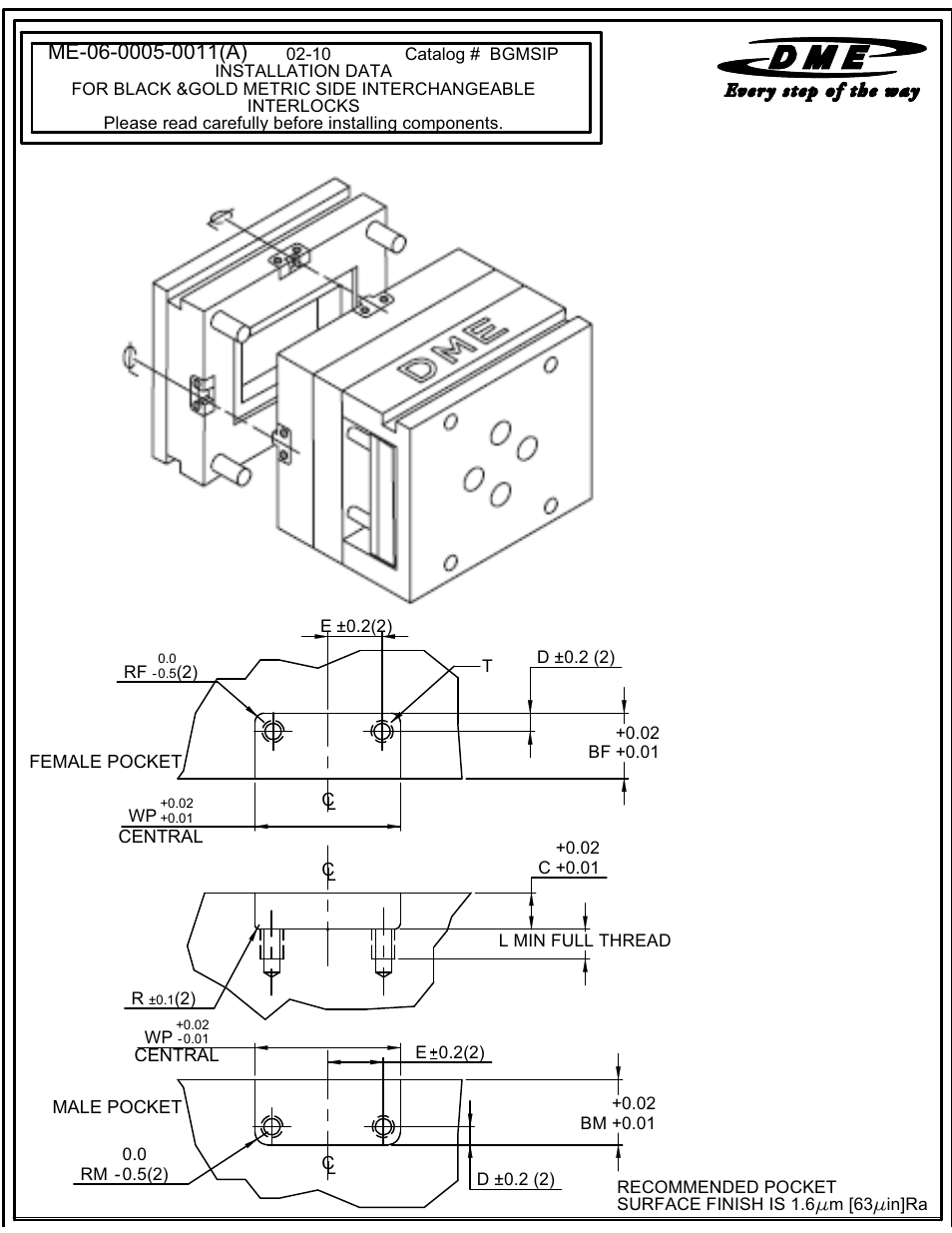DME Black & Gold Side Interlocks (Metric) User Manual | 2 pages