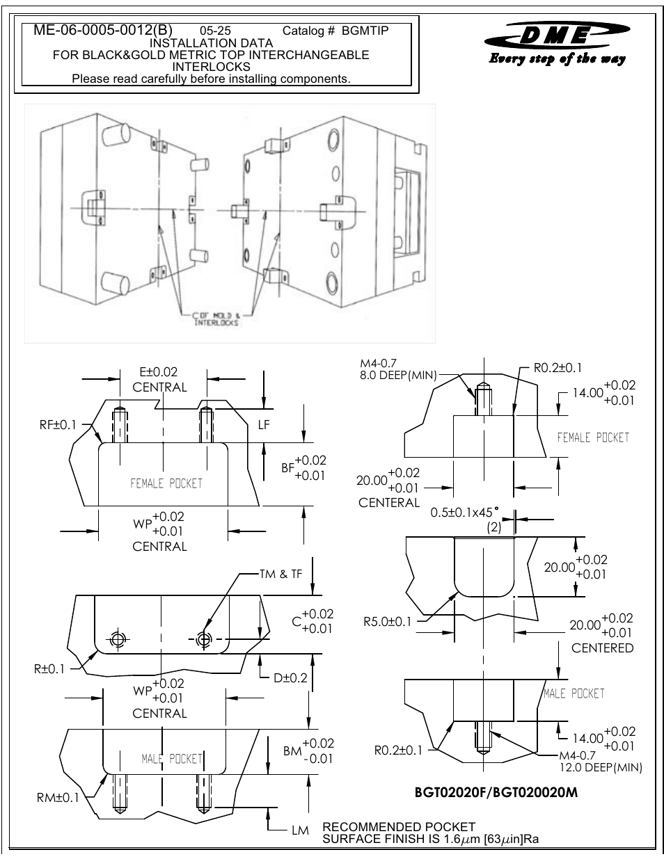 DME Black & Gold Top Interlocks (Metric) User Manual | 2 pages