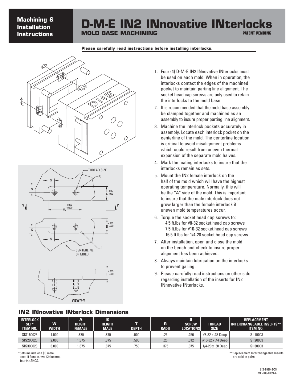 DME IN2 Interlocks User Manual | 2 pages