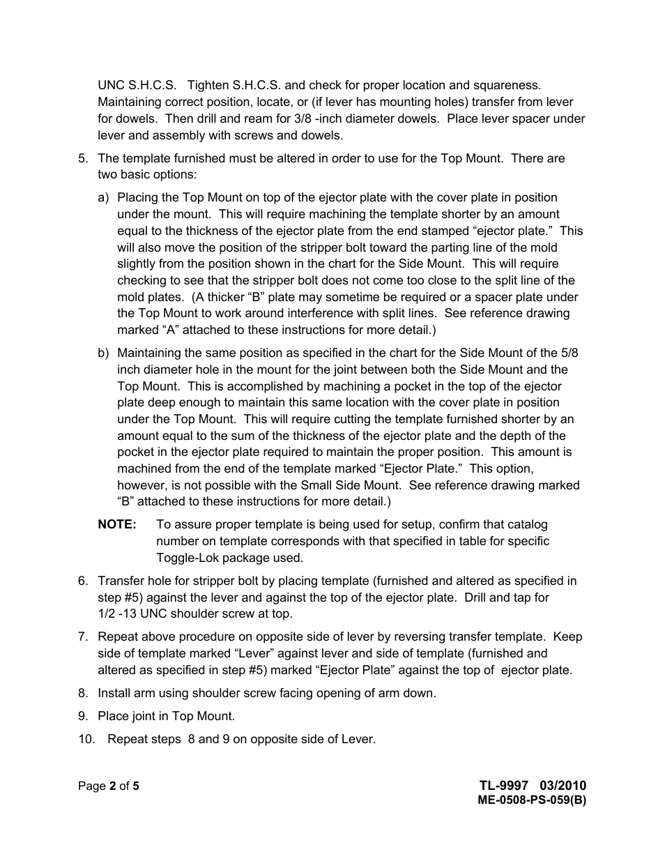 DME Toggle-Lok (Positive early ejector return) User Manual | Page 2 / 5