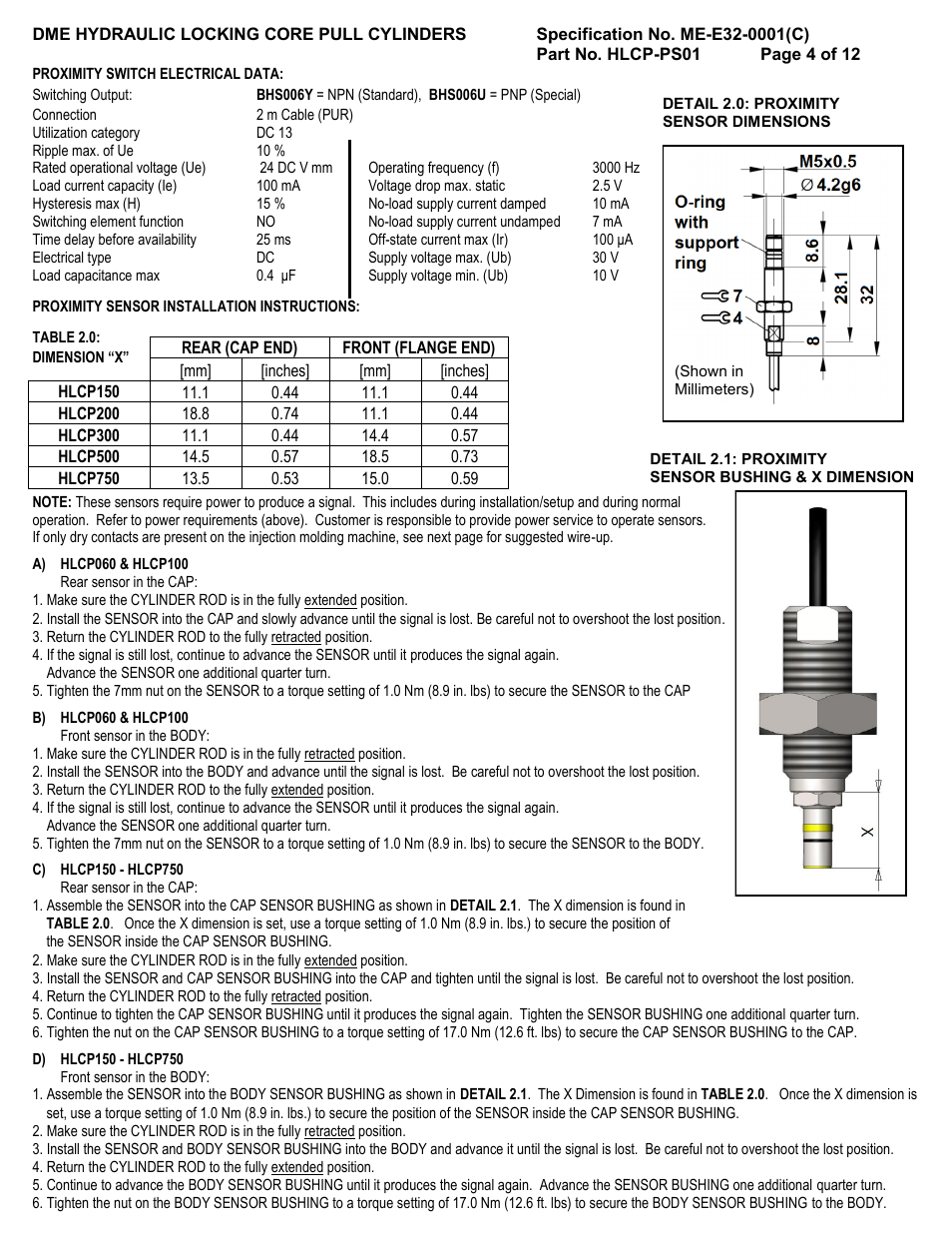 DME Hydraulic Locking Core Pull Cylinders User Manual | Page 4 / 12