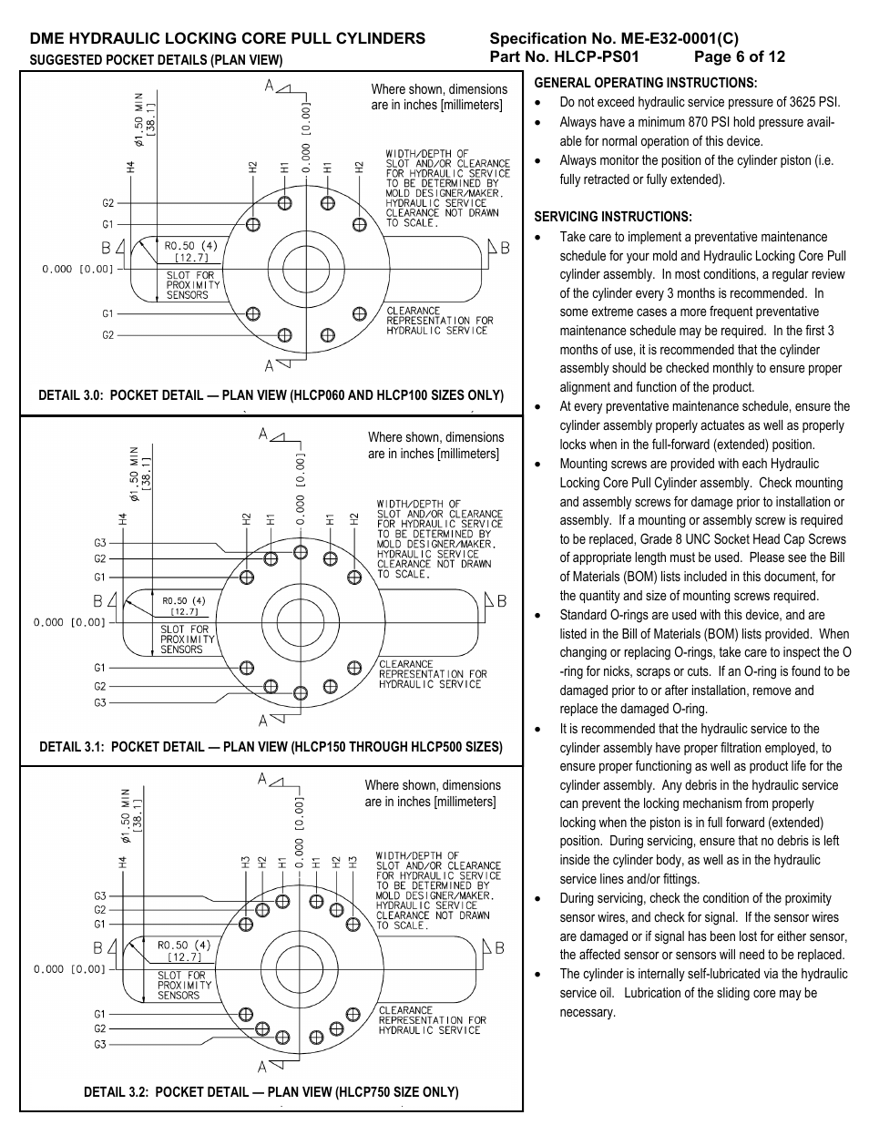 DME Hydraulic Locking Core Pull Cylinders User Manual | Page 6 / 12