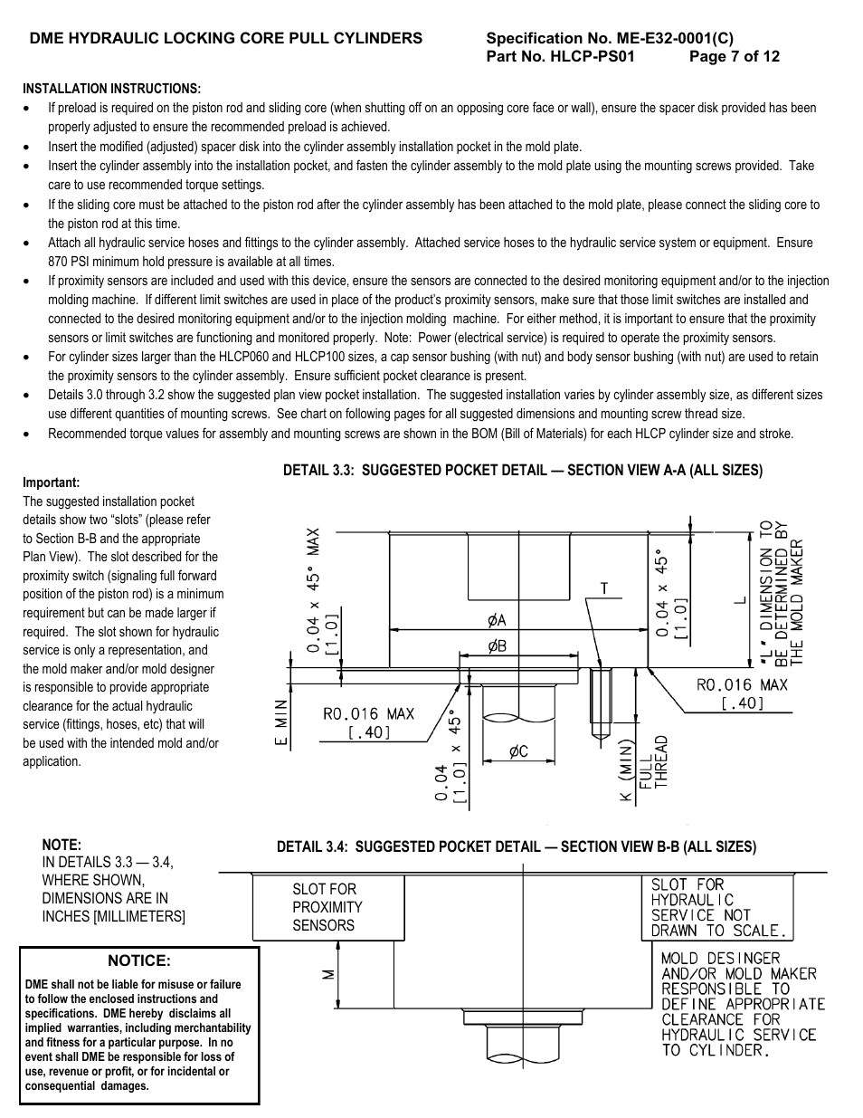 DME Hydraulic Locking Core Pull Cylinders User Manual | Page 7 / 12