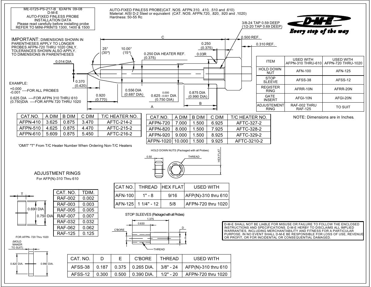 DME Auto-Fixed Finless Probe User Manual | 2 pages