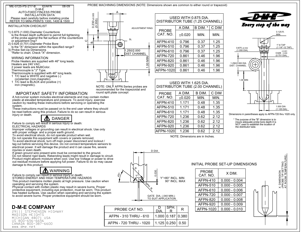 D-m-e company | DME Auto-Fixed Finless Probe User Manual | Page 2 / 2