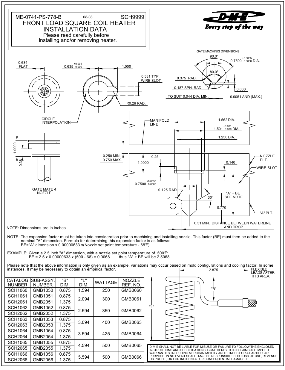 DME Front Load Square Coil Heater User Manual | 2 pages