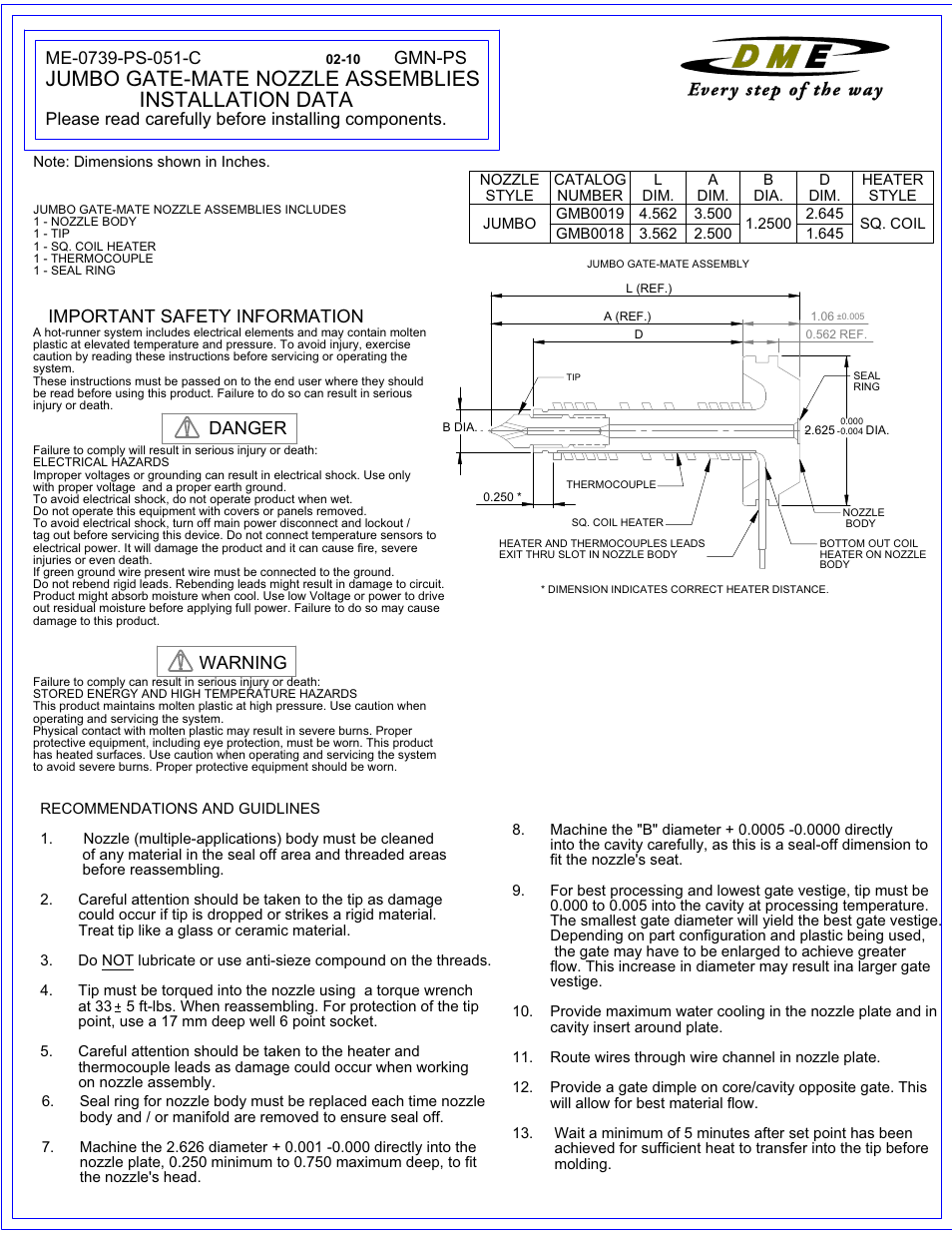 DME Jumbo Gate-Mate Nozzle User Manual | 2 pages