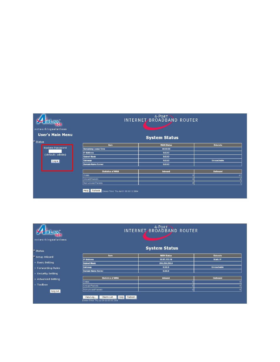 Web configuration | Airlink101 AR504 User Manual | Page 18 / 45