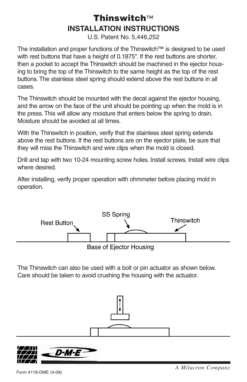 DME Thinswitch User Manual | 2 pages