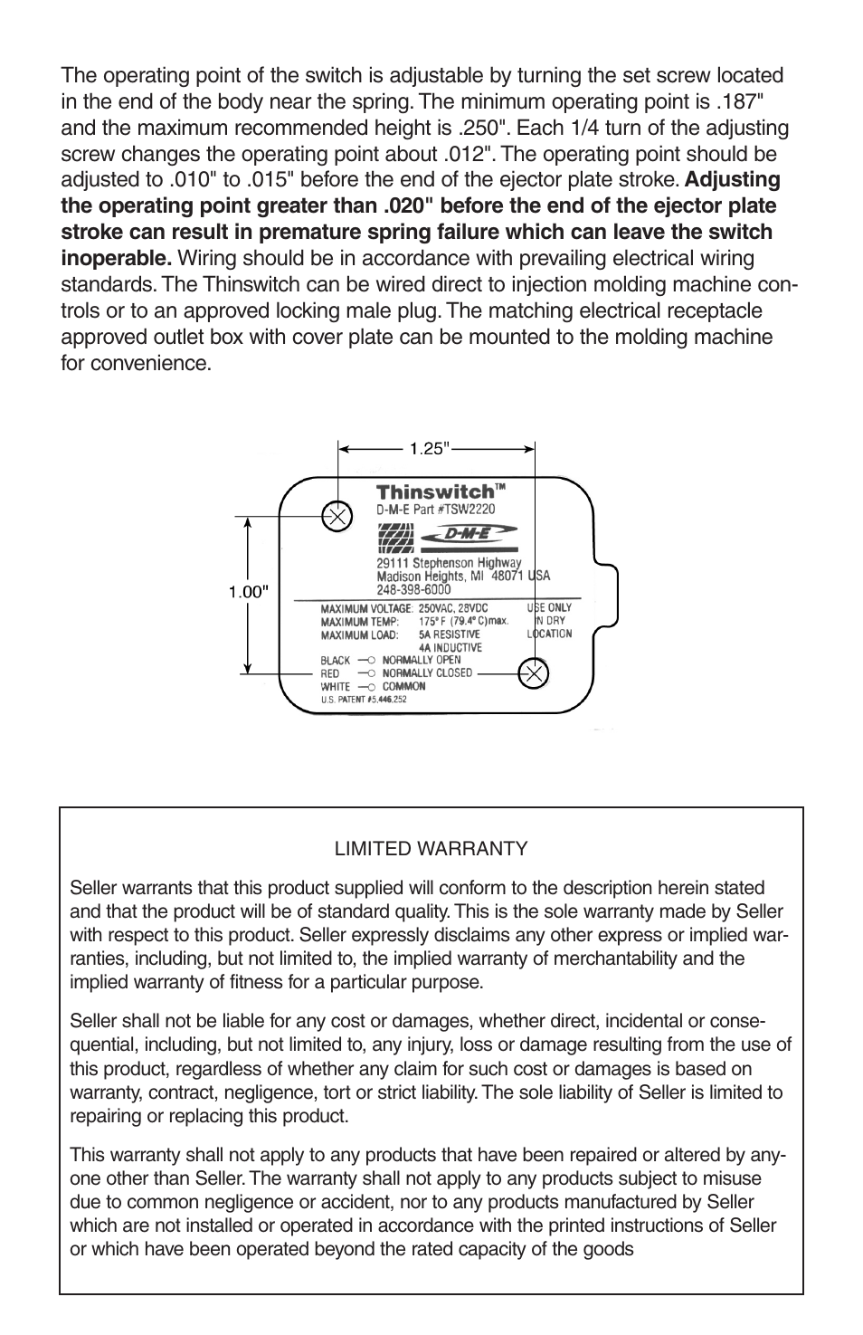 DME Thinswitch User Manual | Page 2 / 2