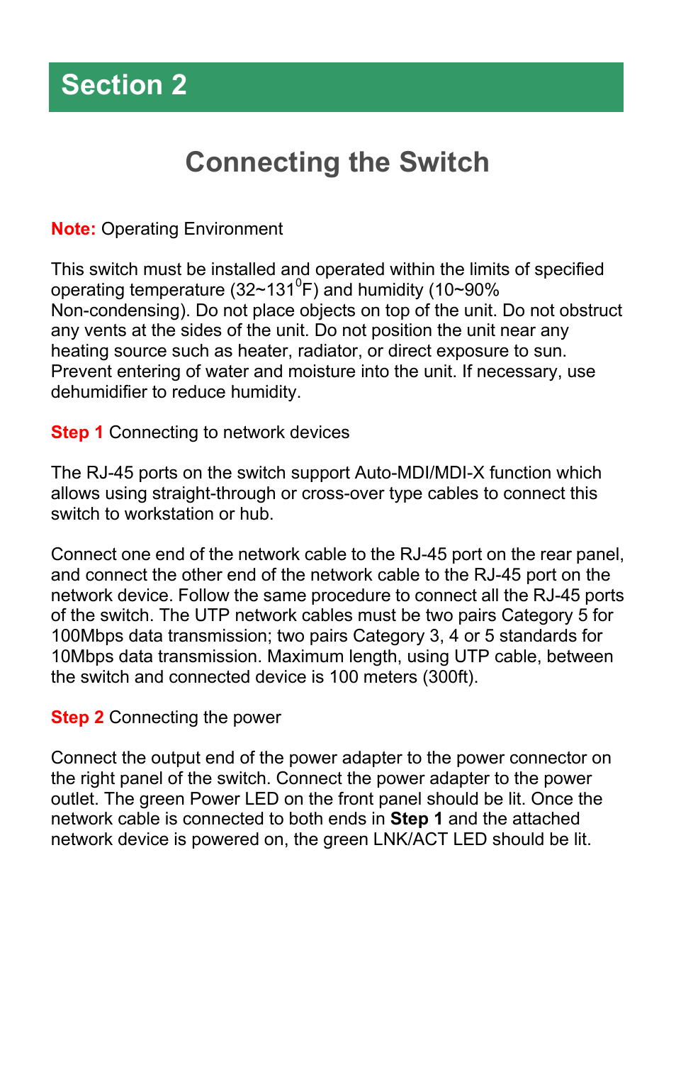 Connecting the switch | Airlink101 ASW305 User Manual | Page 4 / 6