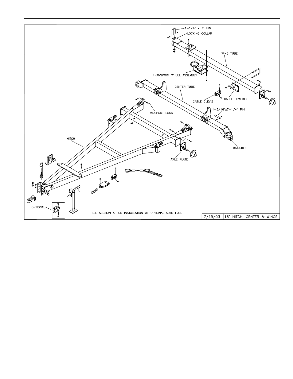 Culti-harrow set-up, 16' hitch assembly, Section 2 | Assembly: culti-harrow, Set-up instructions -1 - 2-6 | Summers 3-Rank Superweeder User Manual | Page 13 / 85