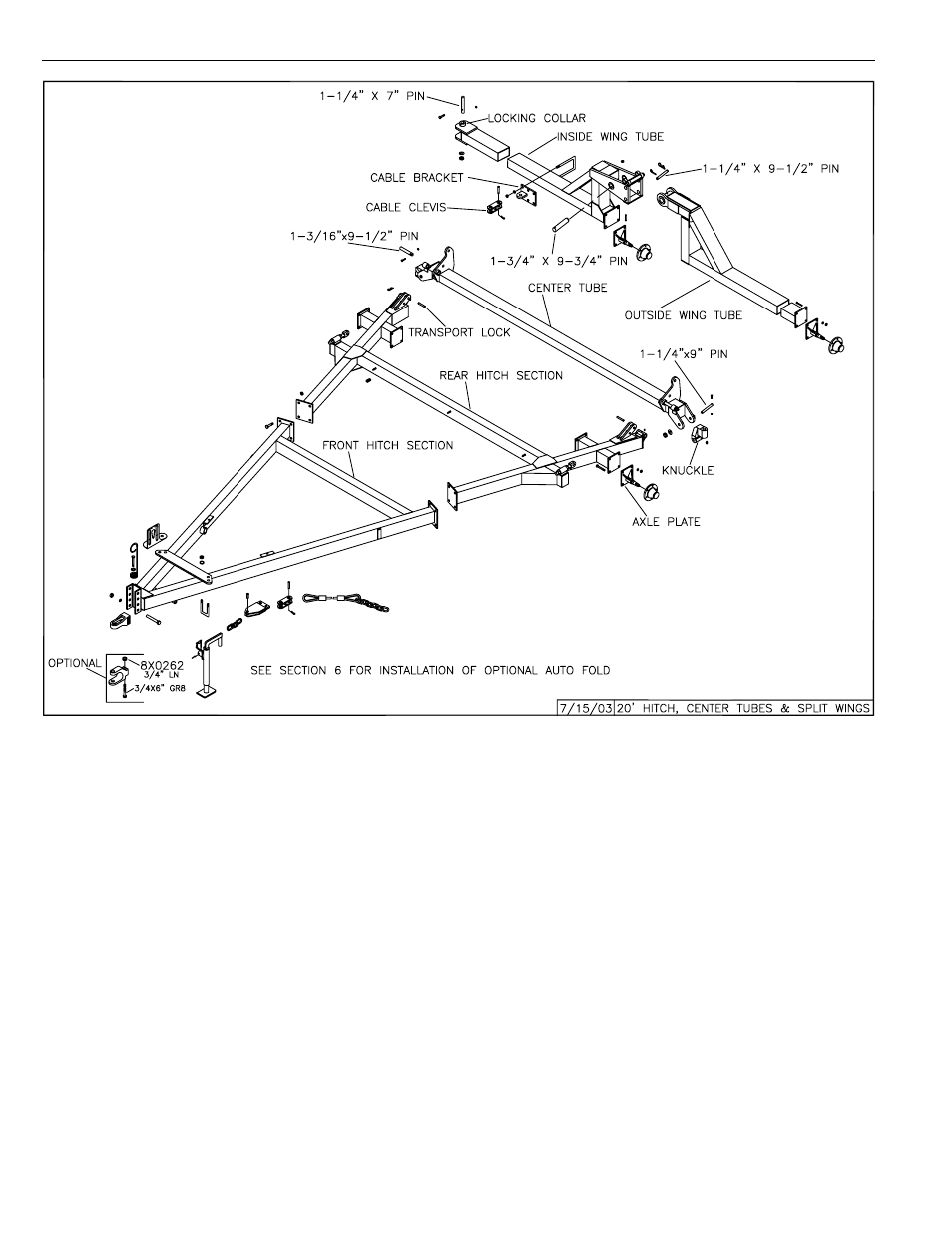 20' hitch assembly | Summers 3-Rank Superweeder User Manual | Page 14 / 85