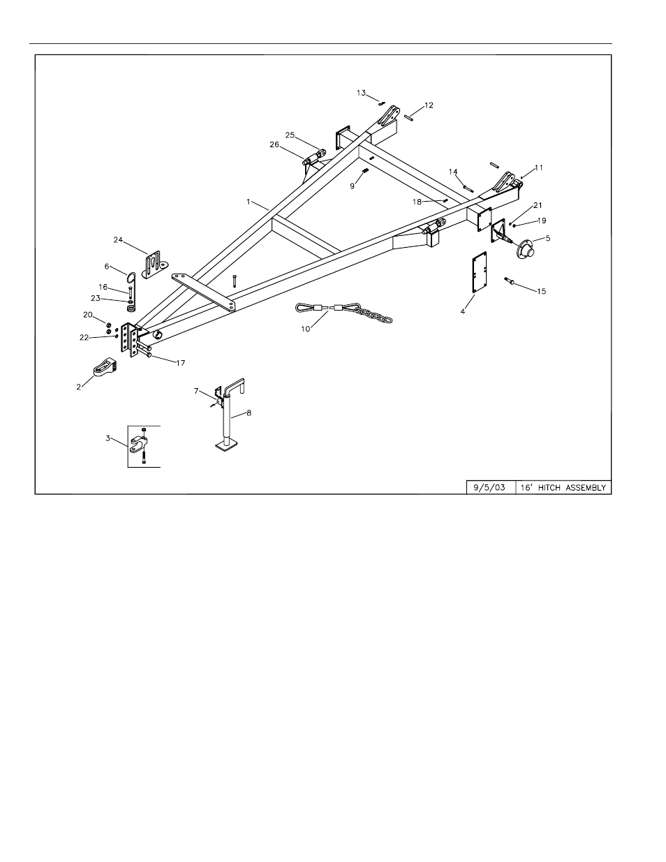 16' hitch, Hitch assembly - 16 ft -2, 16’ hitch | Summers 3-Rank Superweeder User Manual | Page 52 / 85