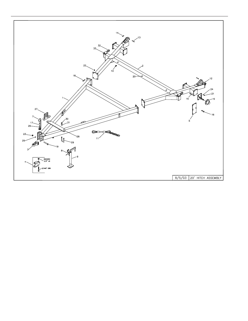 20' hitch, Hitch assembly - 20 ft -6, 20’ hitch | Summers 3-Rank Superweeder User Manual | Page 56 / 85