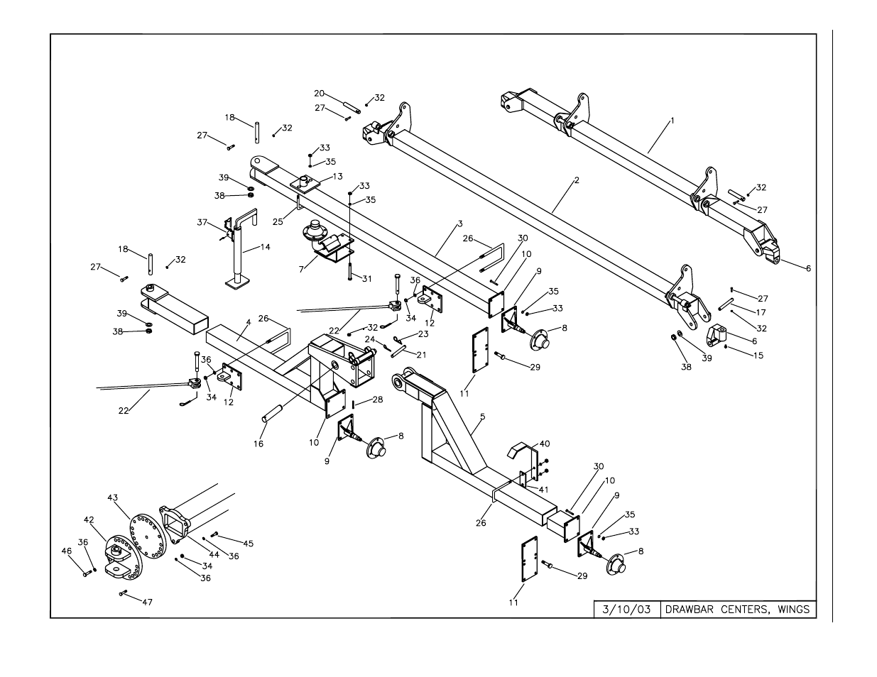 Drawbar centers, wings, Drawbar centers and wings -10 - 8-11, Drawbar centers and wings | A)djustable (d)ouble (d)isk drawbar | Summers 3-Rank Superweeder User Manual | Page 60 / 85